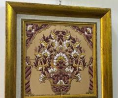Tableau en Céramique Florale Artisanale – Décoration Murale